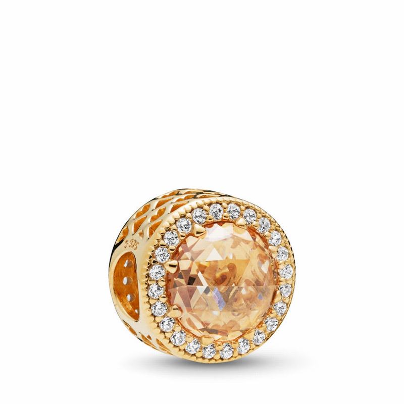 Pandora Shine™ Radiant Hearts Charm - 18ct Gold Plated/Gold/Cubic Zirconia - Canada | HS5842BW